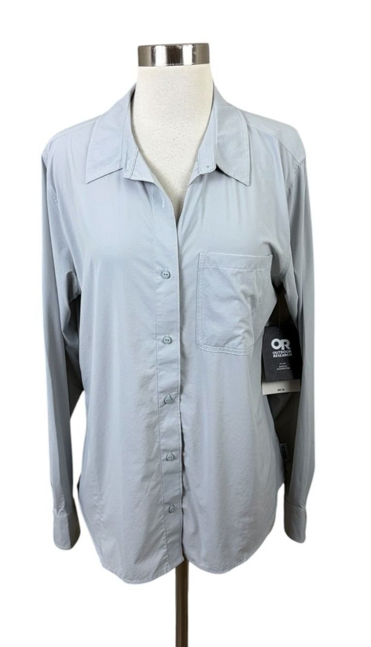 Outdoor Research NEW Astroman L/S Sun Shirt UPF 30 Pebble Gray Hiking Size Large